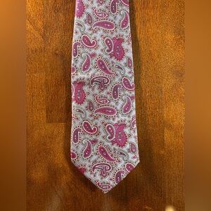 Paisley Tie - Pink and Gray
